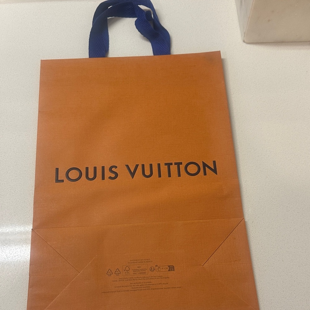 Louis Vuitton Tangerine Bag with Navy Handles